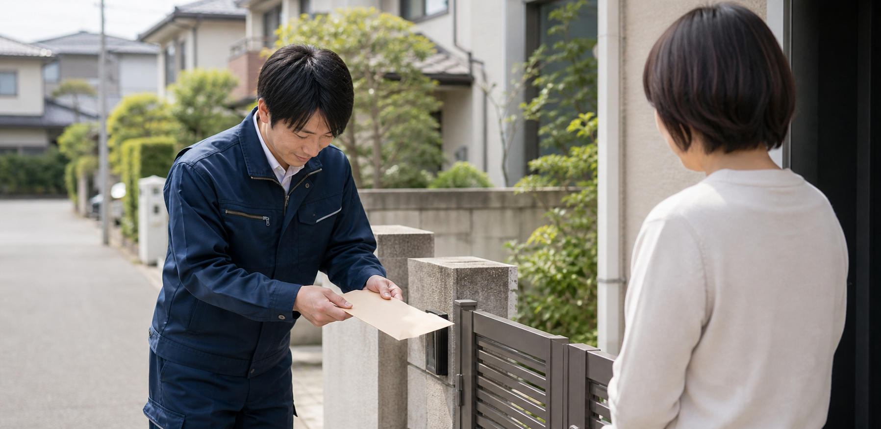 工事前に近隣へあいさつするイメージ