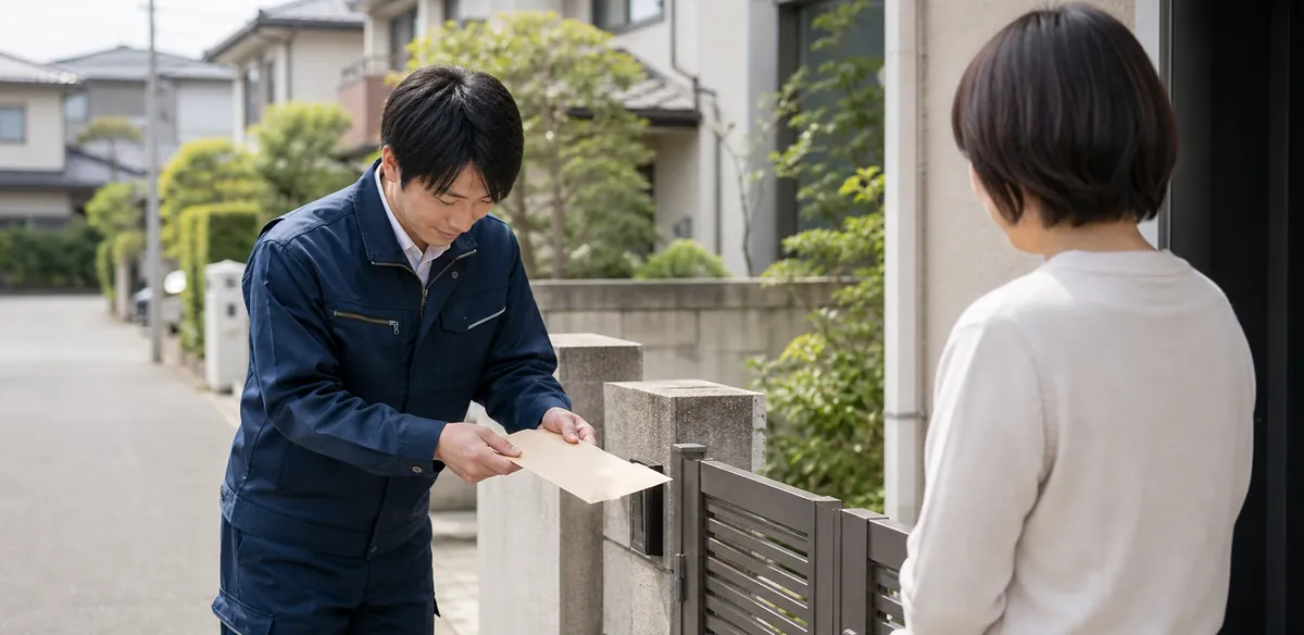 工事前に近隣へあいさつするイメージ