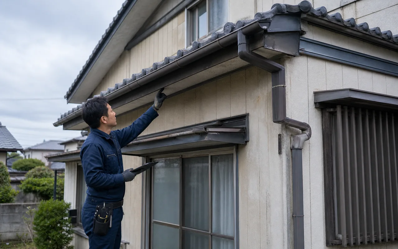 築古住宅の外装を点検する施工イメージ
